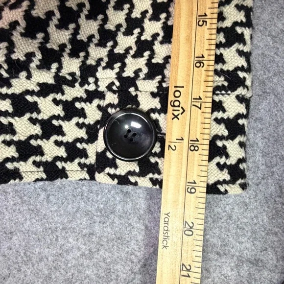 Talbots Houndstooth Double Breasted Belted Peplum Coat Jacket Women's Size L 50s - Picture 9 of 9